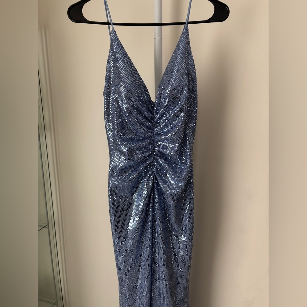 Camille Lavie Sparkling Purple Silver Evening Gown sz S - Picture 14 of 14
